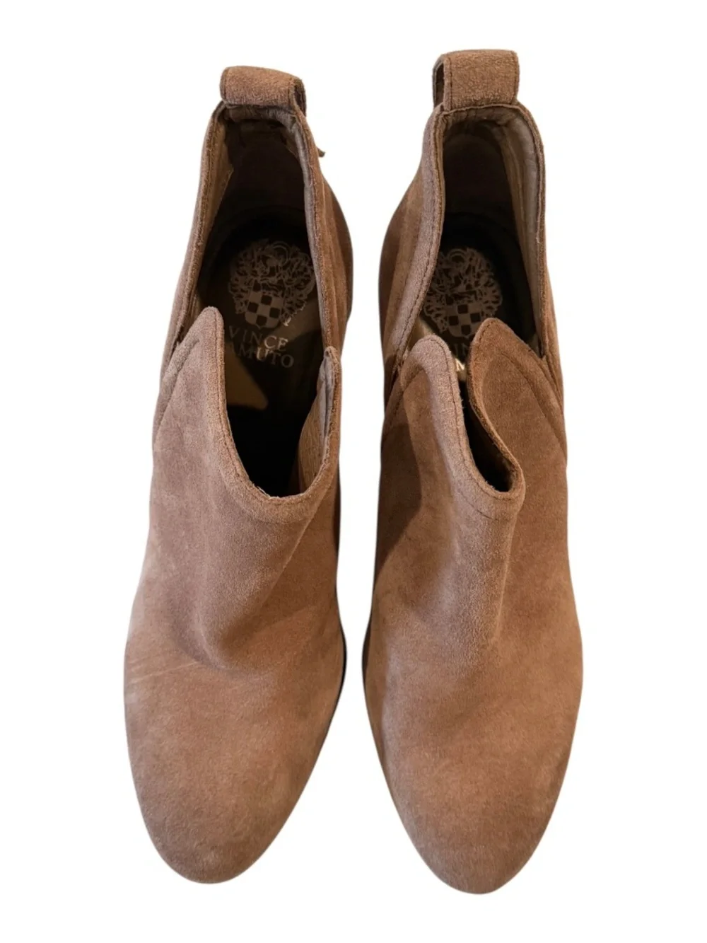 Vince Camuto Francis Suede Booties Brown Stacked Heel Size 10